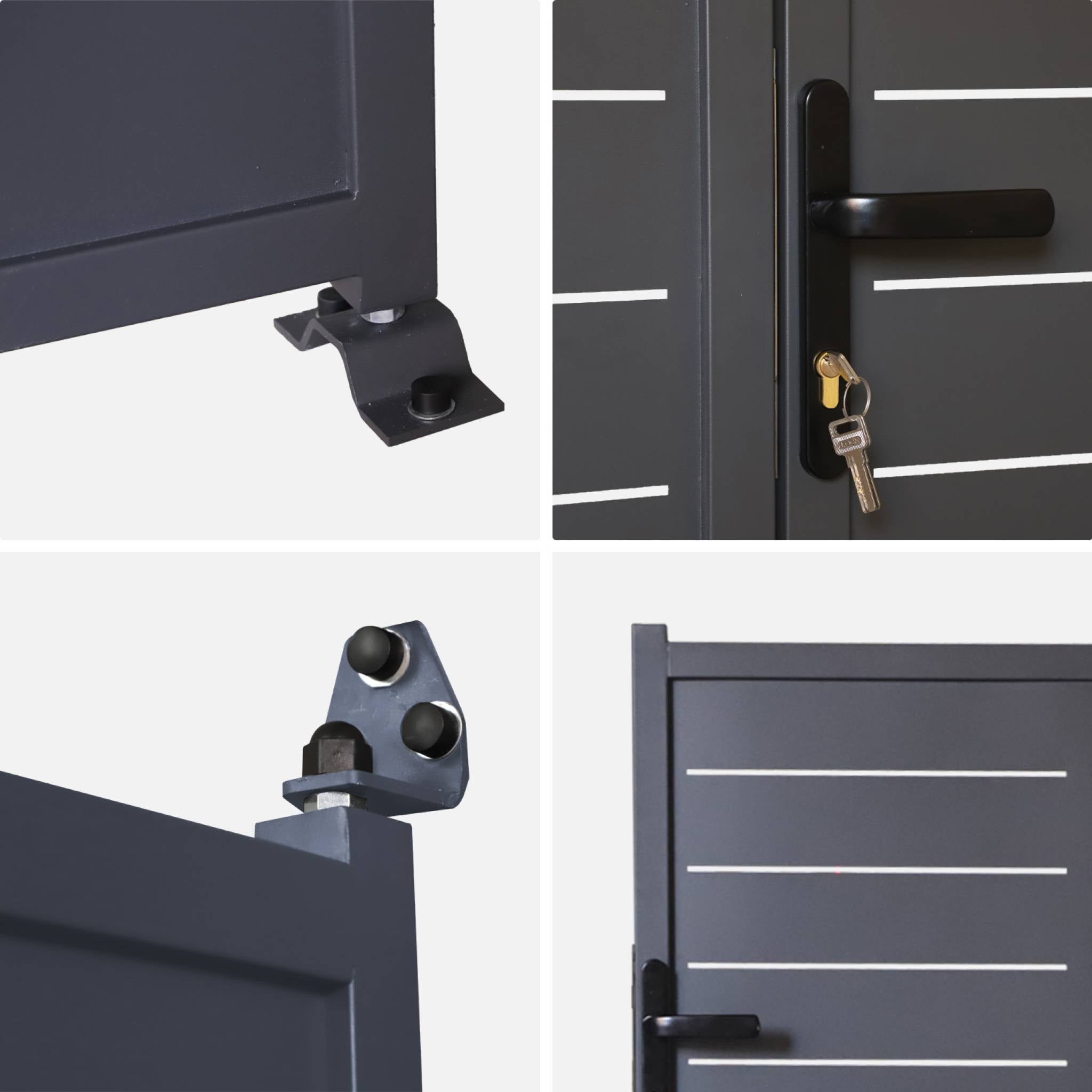 Cancello da giardino in acciaio zincato a 2 ante con serratura e