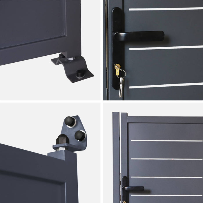 Cancello da giardino in acciaio zincato con serratura e maniglia,