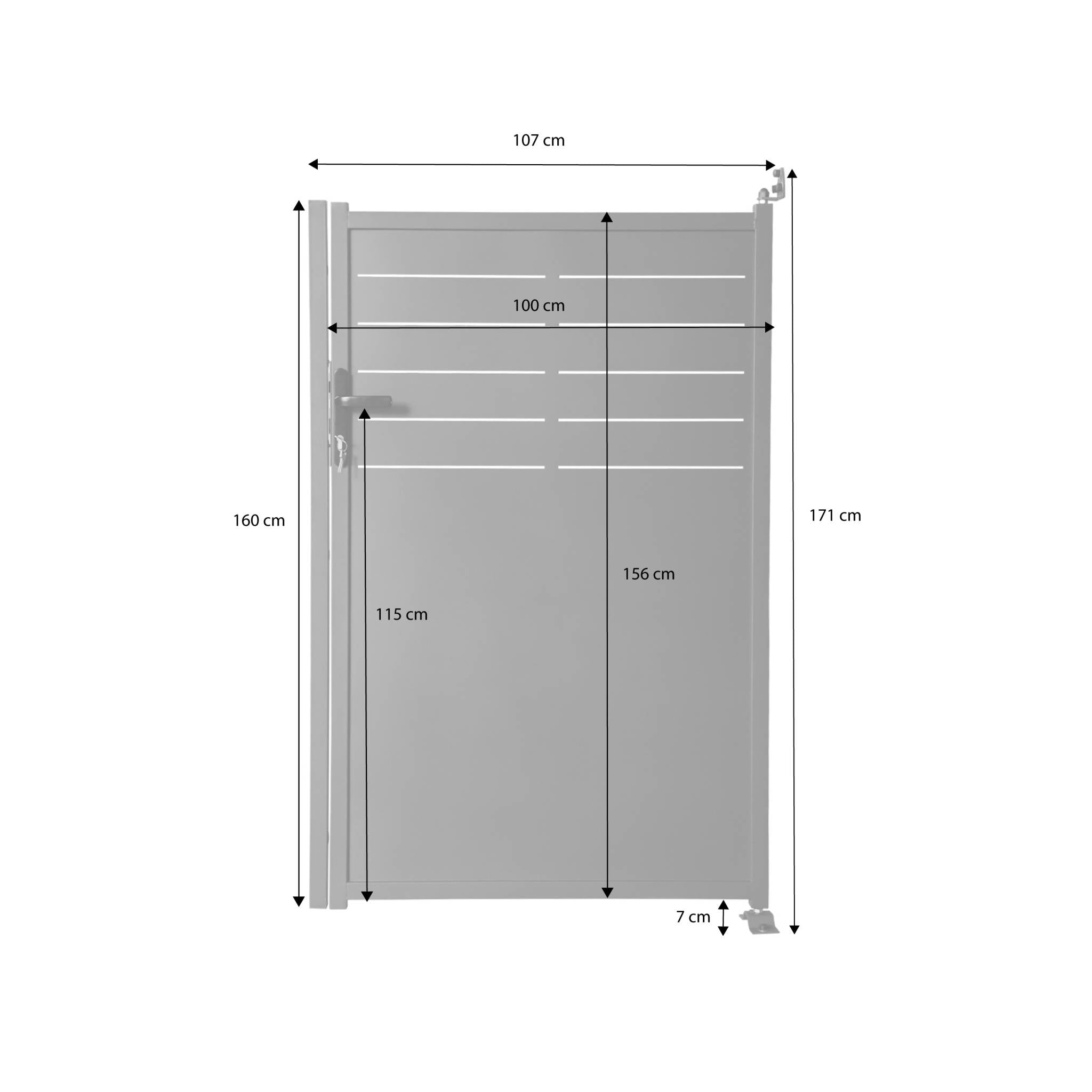 Cancello da giardino in acciaio zincato con serratura e maniglia,