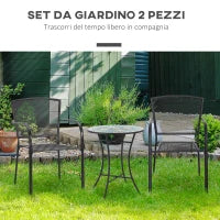 Set 2 Sedie da Giardino in Metallo, per Cortile, Patio e Terrazza, Nero