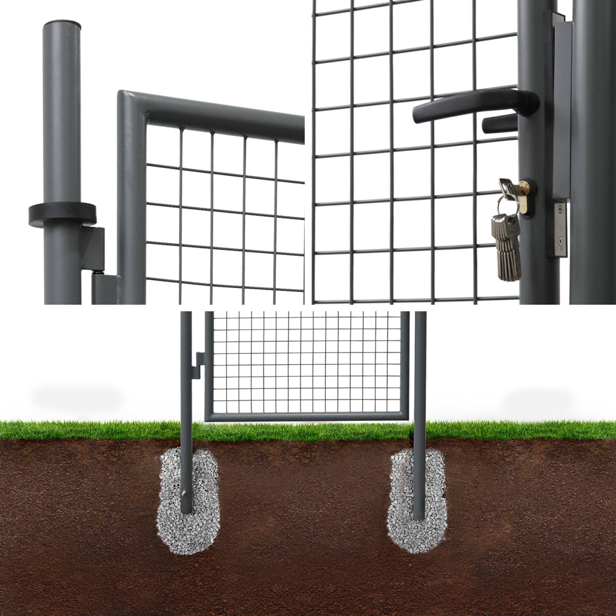 Cancello da giardino in metallo con serratura e maniglia, antracite