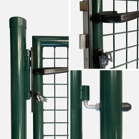 Cancello da giardino in metallo con serratura e maniglia, verde
