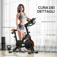 Cyclette da Casa con Volano da 8 kg e Schermo LCD, in Acciaio e ABS, 103x53x100-114 cm, Rosso e Nero
