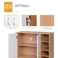 Scarpiera Slim da Parete, Mobile Multiuso con 2 Ante e Ripiani Regolabili per Camera da Letto e Ingresso, in Legno, 80x32x91cm