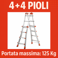 Scala telescopica professionale 4+4 alluminio rinforzato multifunzione en131-4