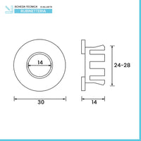 Ghiera con foro bianca opaca troppo pieno lavabo e bidet da 24 o 28 mm