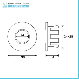 Ghiera con foro bianca opaca troppo pieno lavabo e bidet da 24 o 28 mm