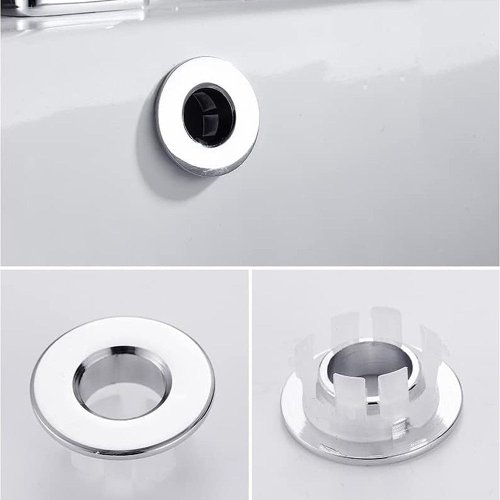 Ghiera con foro cromata per troppo pieno lavabo e bidet da 24 o 28 mm