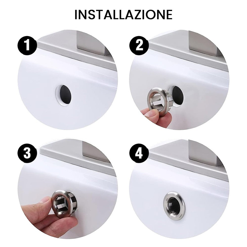 Ghiera con foro cromata per troppo pieno lavabo e bidet da 24 o 28 mm