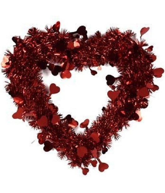 Ghirlanda A Forma Di Cuore Rosso Con Cuoricini Decorazione San Valentino M18-50         