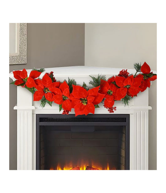 Ghirlanda Natalizia Con Stella Di Natale 5 Fiori  Decorazioni Natalizie Casa         