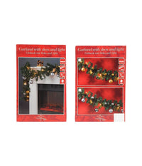 Ghirlanda Natalizia Per Casa Camino Albero Natale 20 Luci E 16 Sfere Vari Colori         