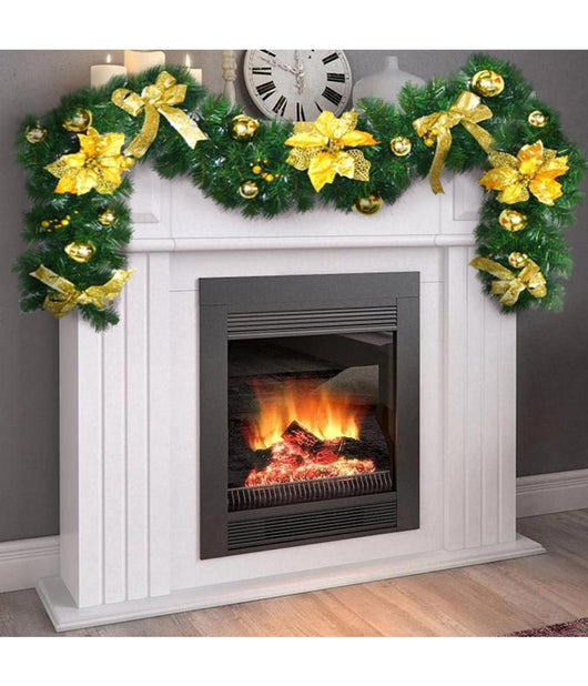 Ghirlanda Natalizia Stella Natale Fiori Palline Fiocchi 200cm Decorazioni Oro         