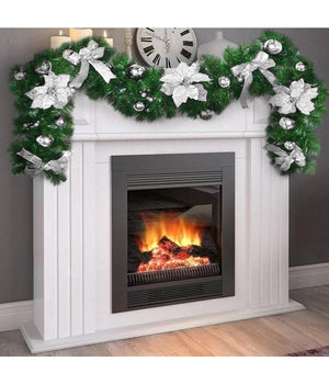 Ghirlanda Natalizia Stella Natale Fiori Palline Fiocchi 200cm Decorazioni Silver         