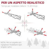Albero di Natale Slim Alto 195 cm Salvaspazio con 390 Rami con Base in Acciaio per Interni, Verde