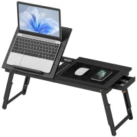 Tavolino da letto pieghevole e regolabile, in bambù con piano inclinabile 83,5x33x34cm Nero