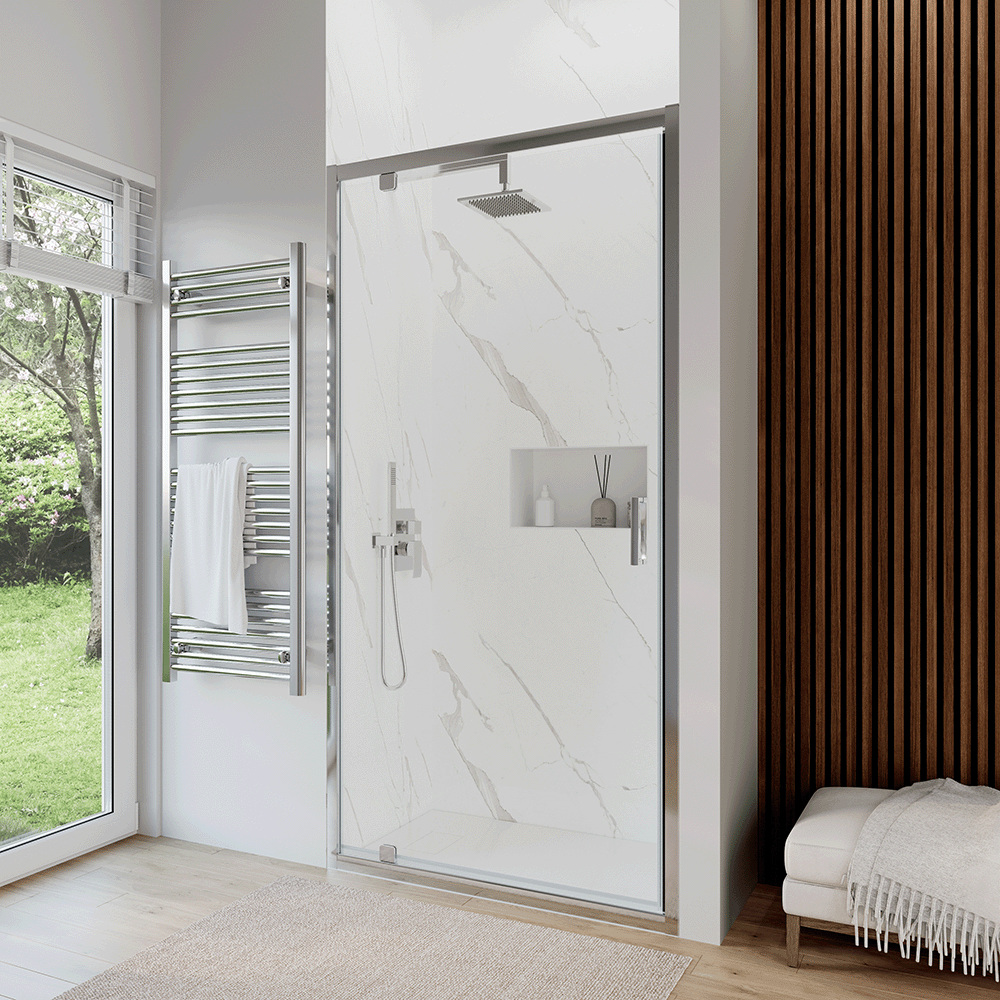 Porta doccia 70 cm apertura a battente vetro trasparente | Apulia