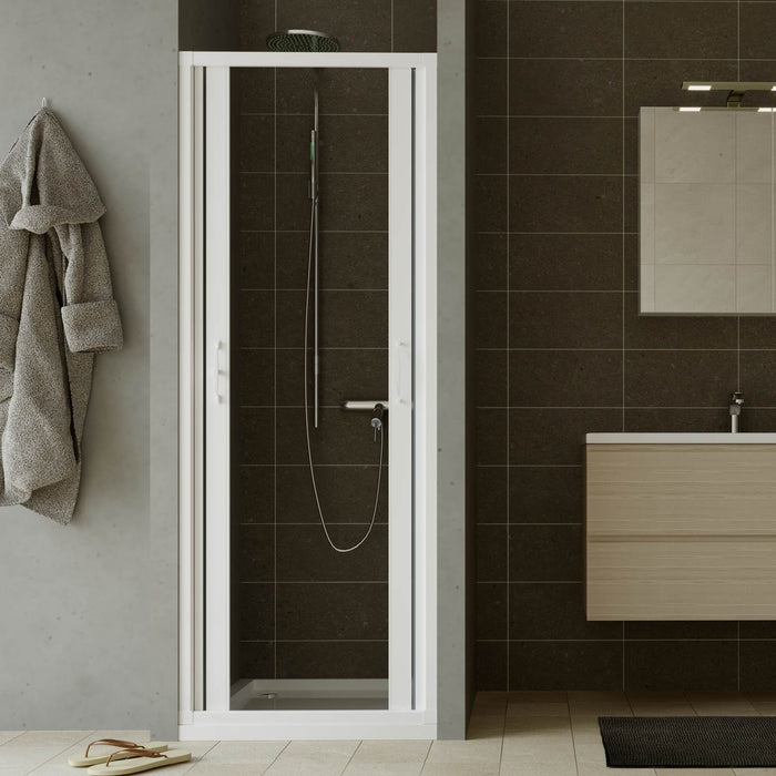 Porta doccia a soffietto in PVC 150 cm H 185 mod. Giglio con apertura centrale