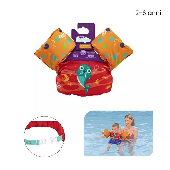 Trade Shop - Gilet Salvagente Per Bambini Design Tricheco Giubbotto Galleggiante Con Braccioli 90139 -