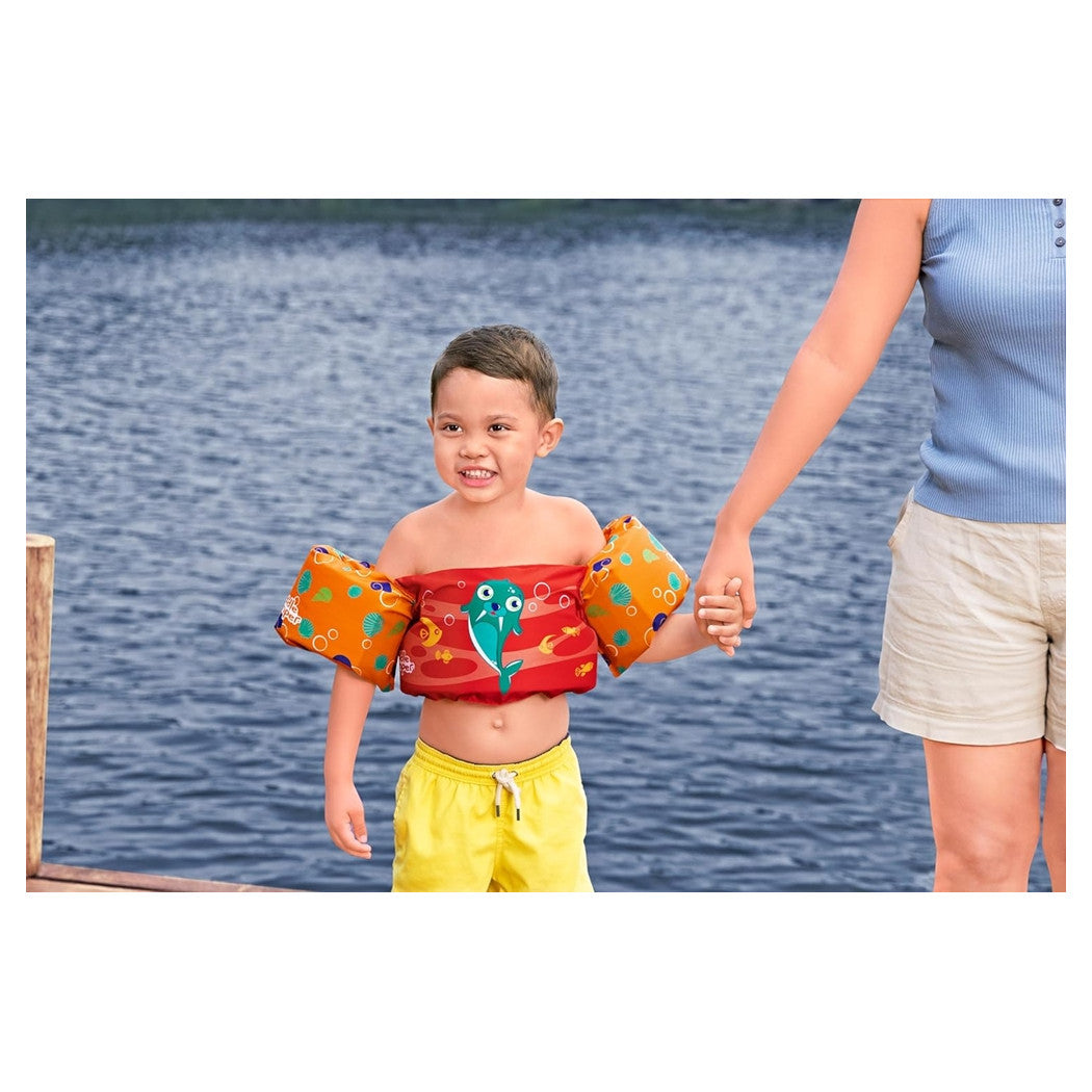 Trade Shop - Gilet Salvagente Per Bambini Design Tricheco Giubbotto Galleggiante Con Braccioli 90139 -