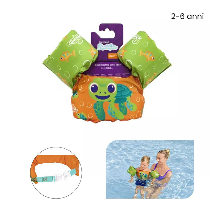 Trade Shop - Gilet Salvagente Per Bambini Tartaruga Marina Giubbotto Galleggiante Con Braccioli 90145 -