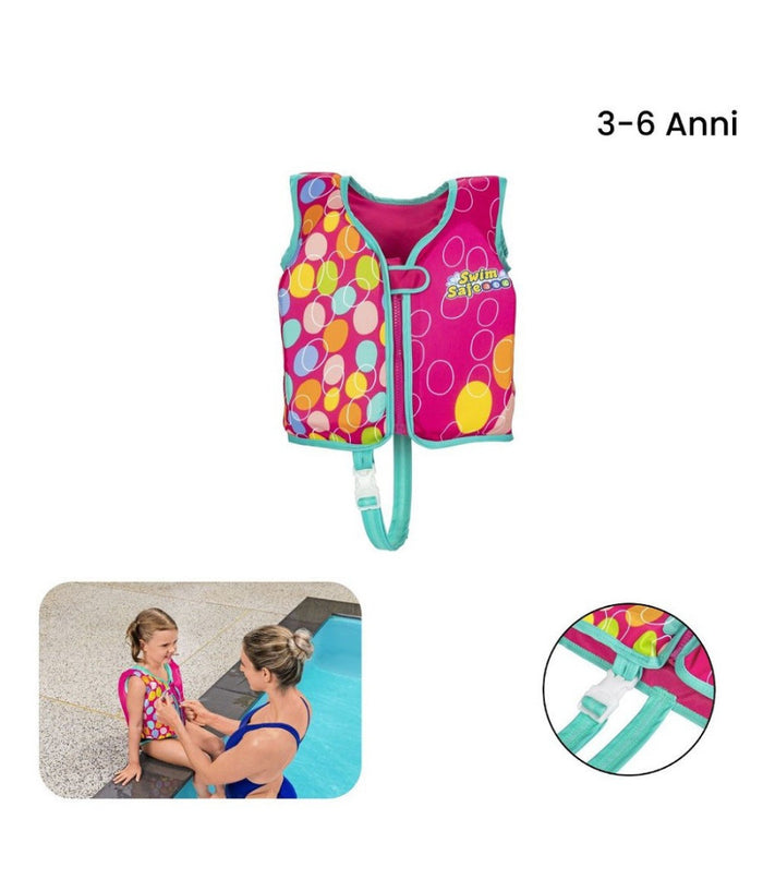 Trade Shop - Gilet Salvagente Trainer Giubbotto Con Cuscinetti In Schiuma Per Bambini 32177 -