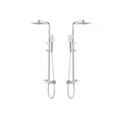 Set Colonna doccia termostatica in acciaio ed ottone completa di soffione slim doccino e flessibile, canna regolabile in altezza