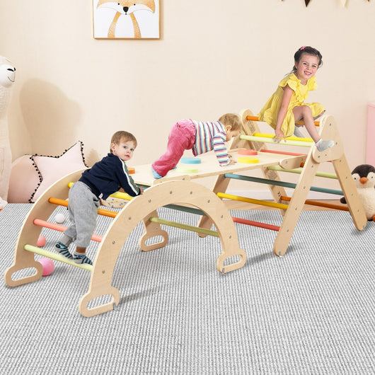 Set 3 giocattoli da arrampicata per bambini 1+ anni con triangolo arco salita, Set di arrampicata Macarons-Arrampicate e scivoli