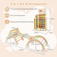 Set 3 giocattoli da arrampicata per bambini 1+ anni con triangolo arco salita, Set di arrampicata Macarons-Arrampicate e scivoli