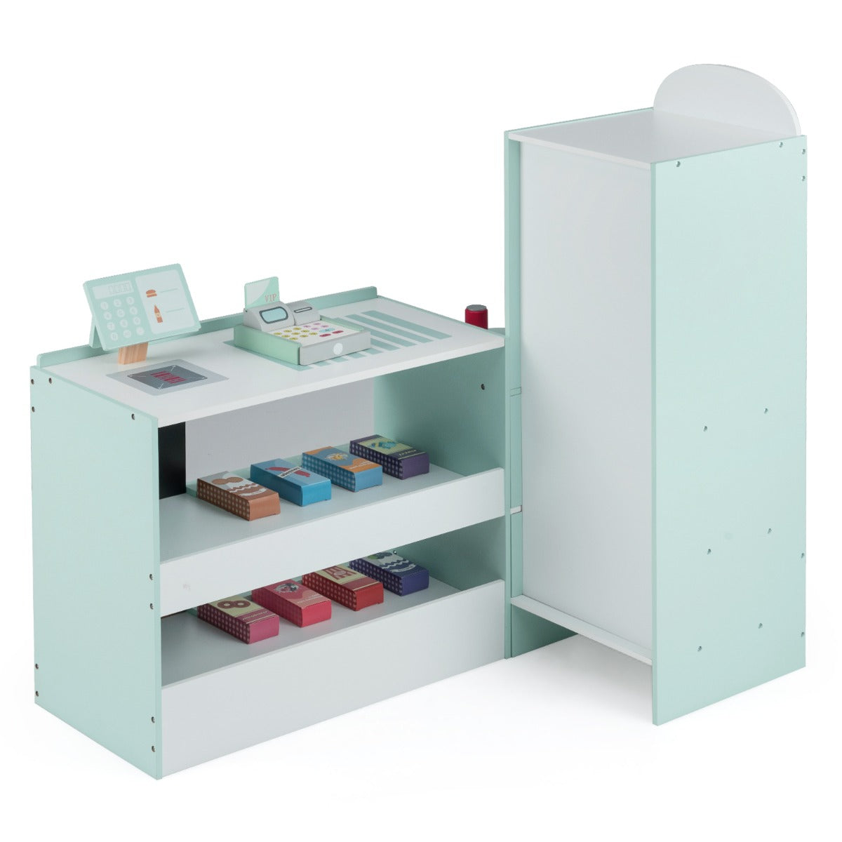 Negozio alimentare per bambini con cassa macchina pos distributore automatico, Set di giocattoli supermercato Verde-Case e cucine giocattoli