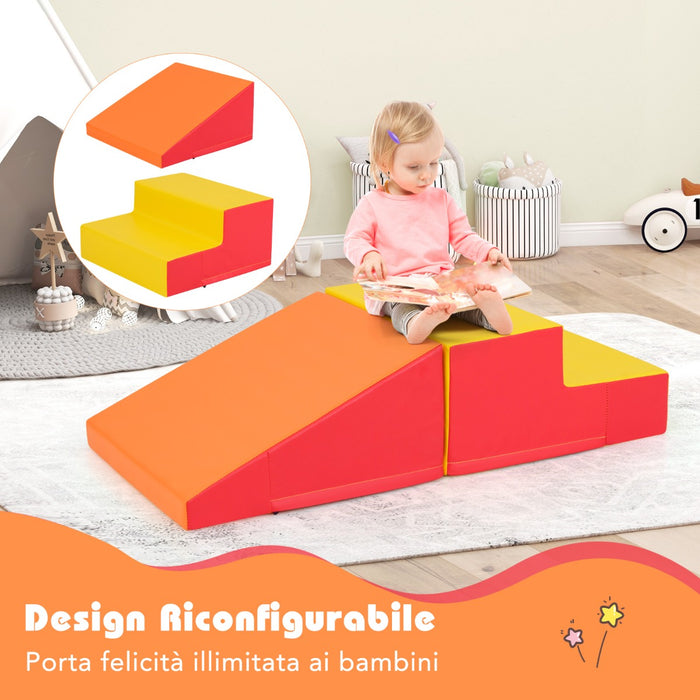 Set di gioco 2 pezzi morbido per gattonare e arrampicare, Blocchi di schiuma per gioco interno Arancione-Giocattoli educativi