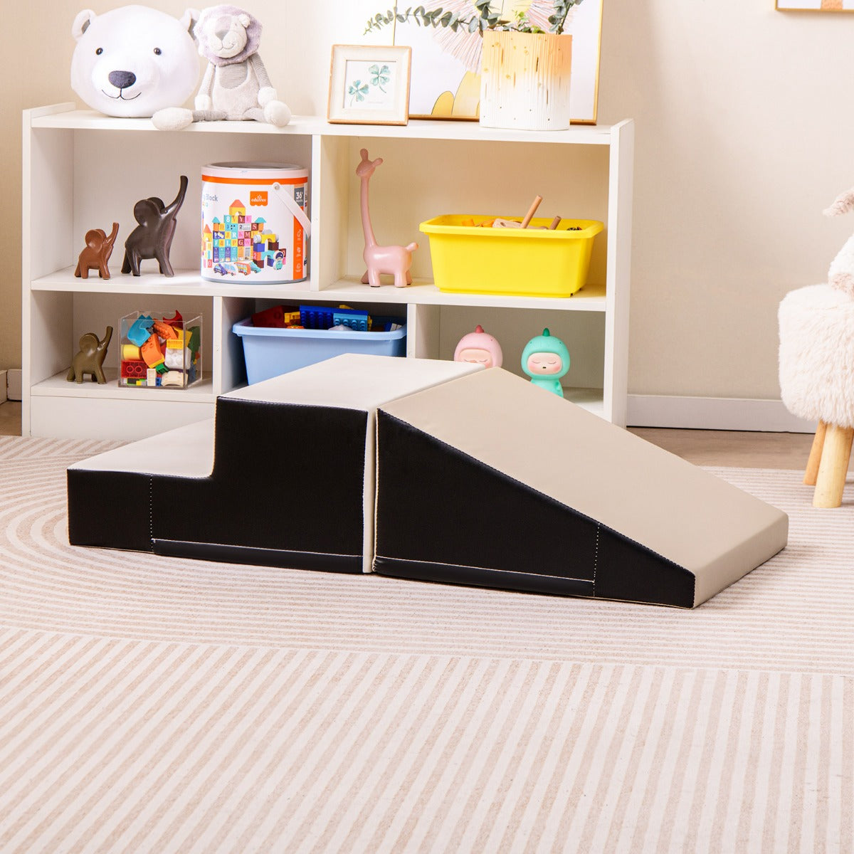 Set di gioco 2 pezzi morbido per gattonare e arrampicare, Blocchi di schiuma per gioco interno Grigio-Giocattoli educativi