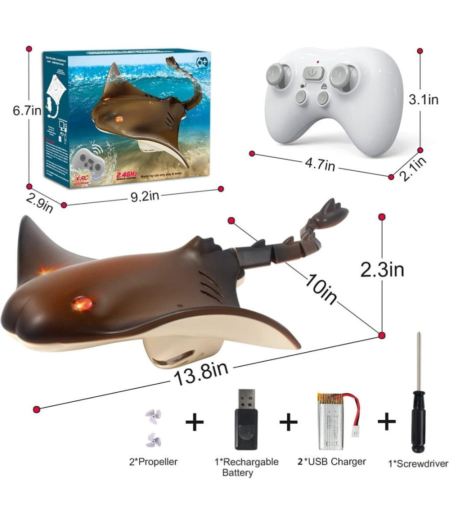 Giocattolo Devilfish Telecomandato Squalo 2.4g Rc Subacqueo Piscina Bambini Estate         