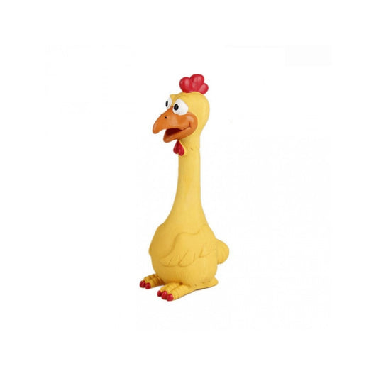 Trade Shop - Giocattolo Pollo Gomma Suono Stridulo Toy Squeaky Resistente Masticare Cani -