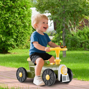 Auto scorrevole a piedi con volante pulsante con suono di fischio del treno-Giocattolo a dondolo di archiviazione sotto il sedile Verde