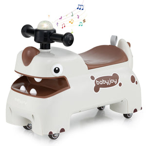 Auto da corsa seduta a stare con spazio nascosto musica e clacson con 4 ruote-Giocattolo cavalcabile per bambini da passeggio a spinta Bianco