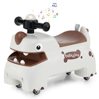 Auto da corsa seduta a stare con spazio nascosto musica e clacson con 4 ruote-Giocattolo cavalcabile per bambini da passeggio a spinta Bianco
