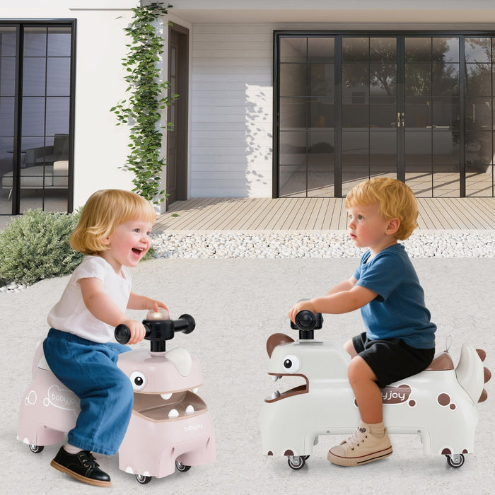 Auto da corsa seduta a stare con spazio nascosto musica e clacson con 4 ruote-Giocattolo cavalcabile per bambini da passeggio a spinta Bianco