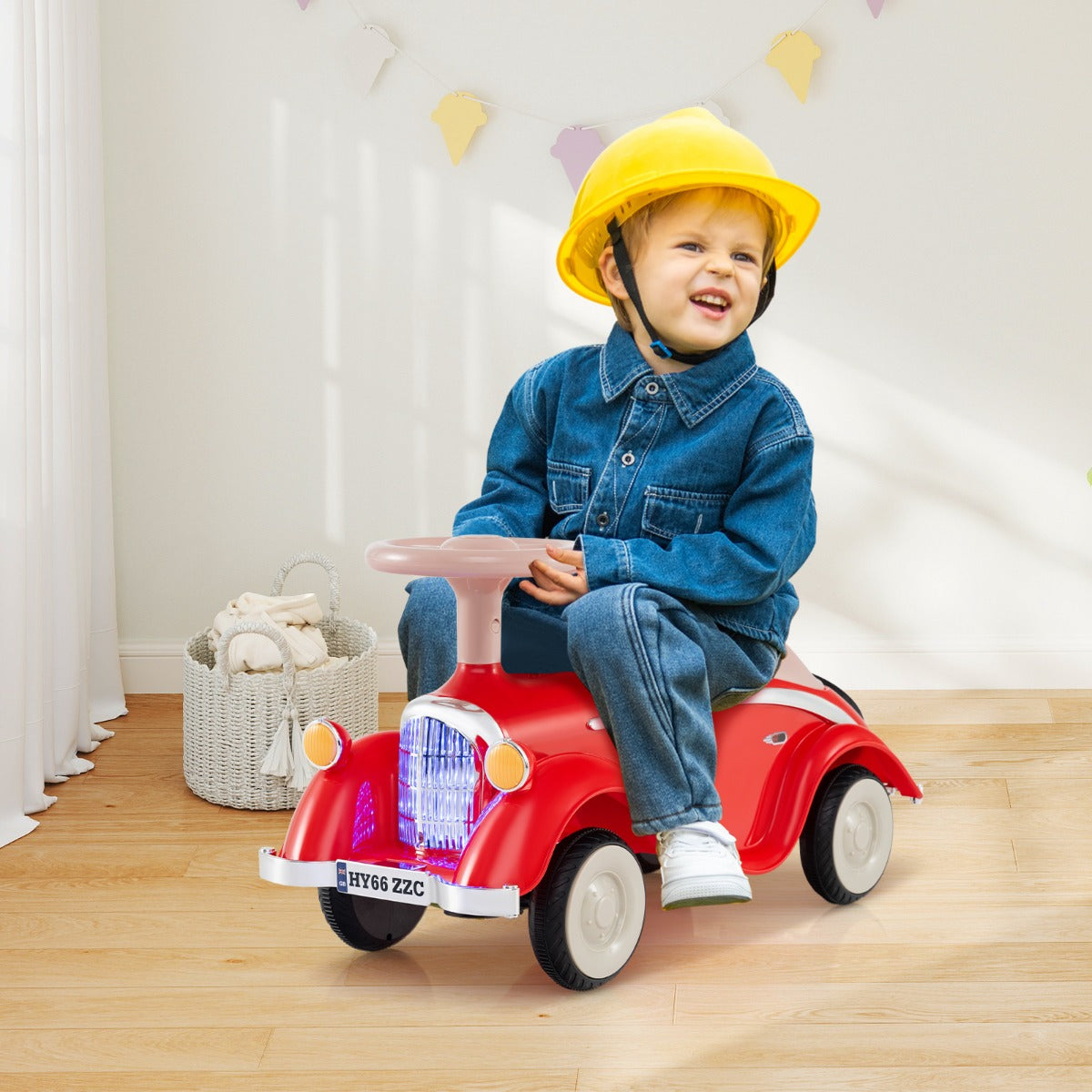 Giocattolo da cavalcare per bambini 19 a 36 mesi, Fari a LED e spazio portaoggetti sotto il sedile Rosso-Biciclette e tricicli