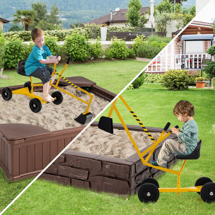 Giocattolo escavatore per sabbiera con controlli a 2 mani e pala flessibile, Scavatore di sabbia per bambini da esterno Giallo-Macchinine giocattoli