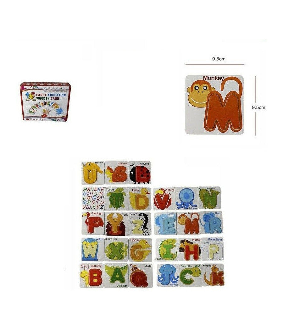 Gioco Educativo Puzzle Legno Bambini Imparare Inglese Lettere Animali 64979         