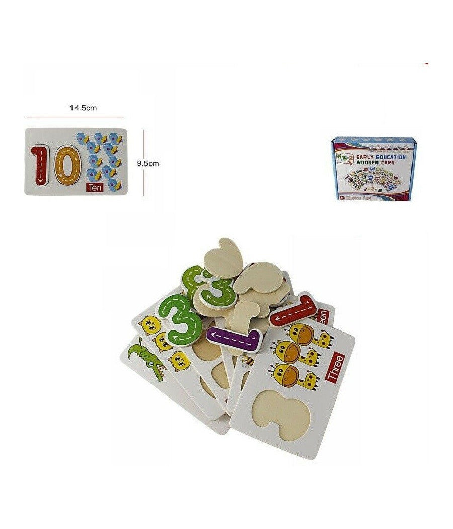 Gioco Educativo Puzzle Legno Bambini Imparare Inglese Numeri Animali 64978         