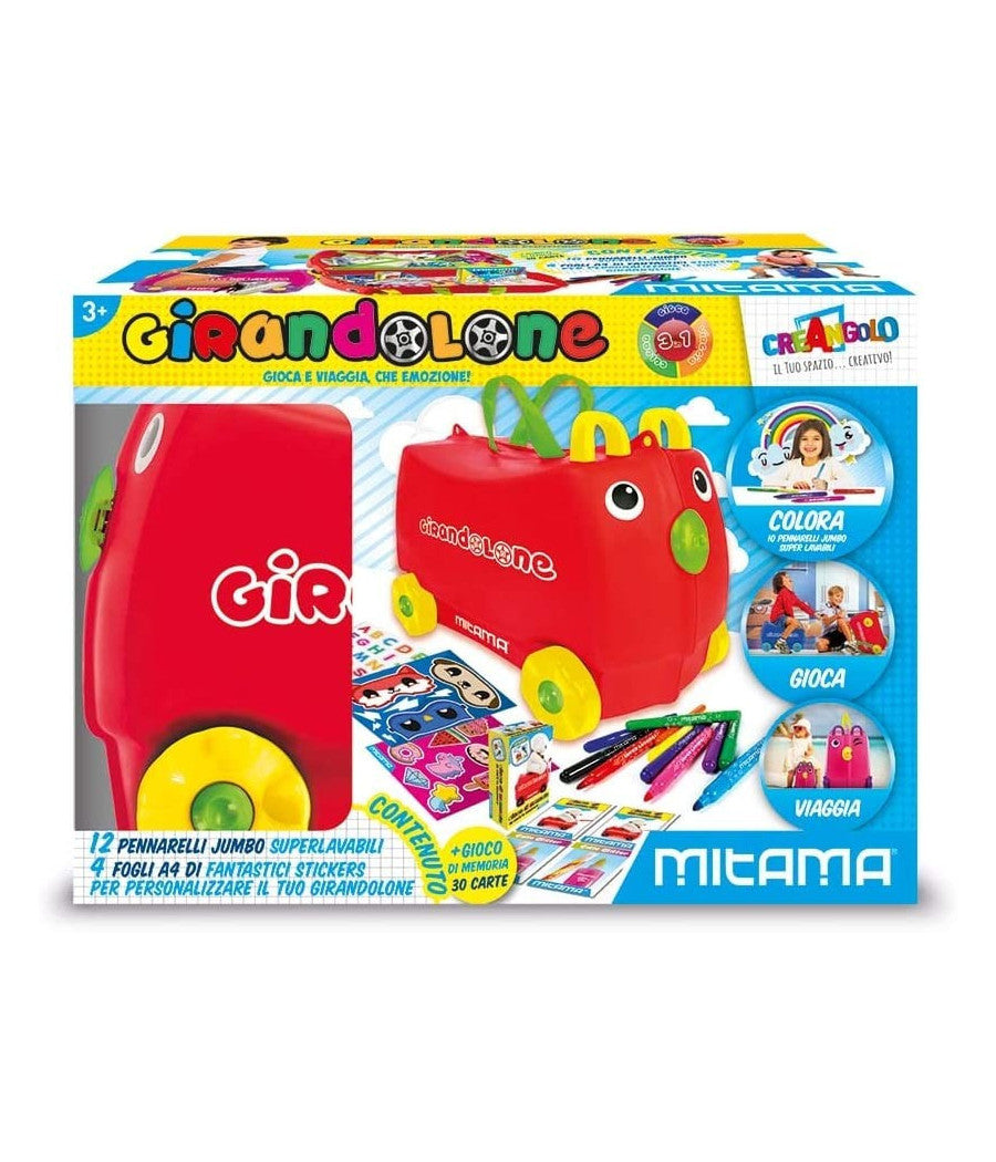 Trade Shop - Gioco Girandolone Valigia Con Pennarelli Stickers Gioco Memo Carte Mitama Rosa -