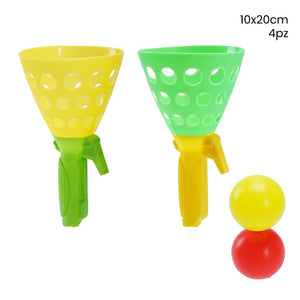 Trade Shop - Gioco Lancio Cattura Palla Canestro Palline Set Giocattoli Per Bambini 4pz 10x20cm 258369 -