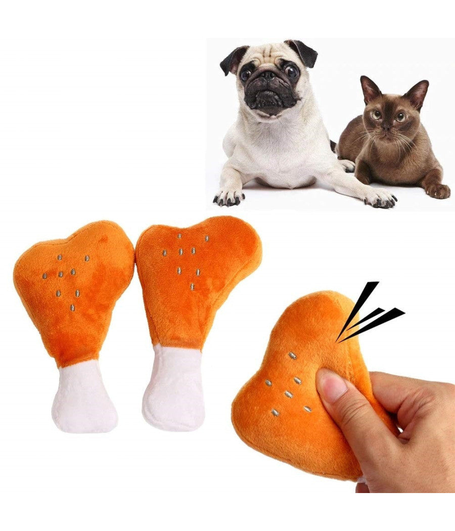 Gioco Peluche Coscia Di Pollo Morbido Con Suono Stridulo In Tessuto Per Cane Denti         