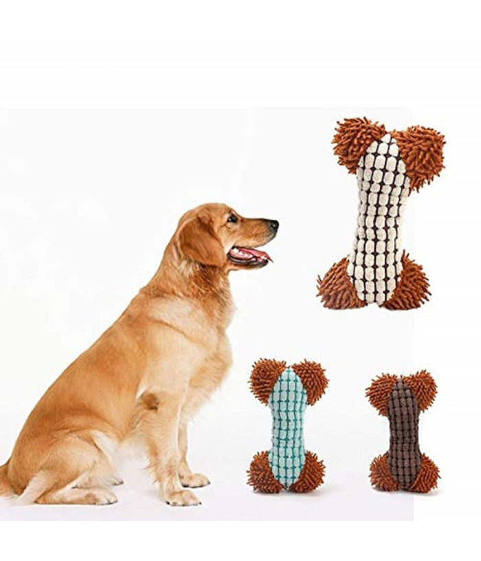 Gioco Peluche Osso Morbido Suono Stridulo Tessuto Per Cani Masticare Morde Denti         