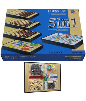 Gioco Per Famiglia Da Tavolo 5 In 1 Scacchi Dama Backgammon Snake Checker         