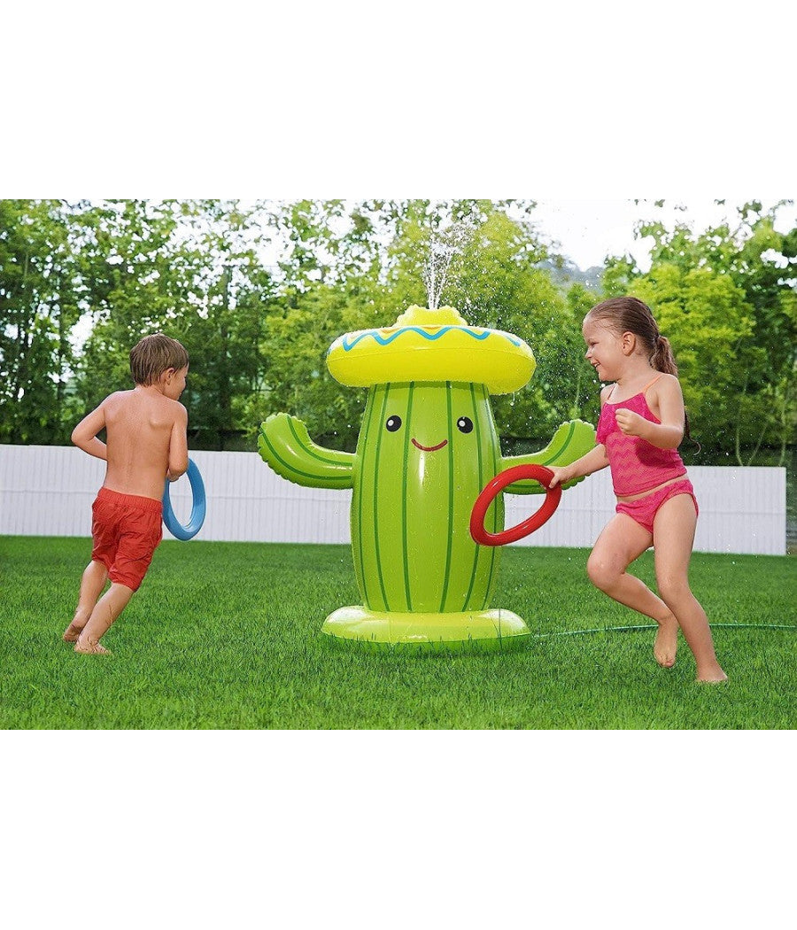 Trade Shop - Gioco Spruzza Acqua A Forma Di Cactus Per Bambini 2 Anni+ 105x60 Cm Estate 52381 -        