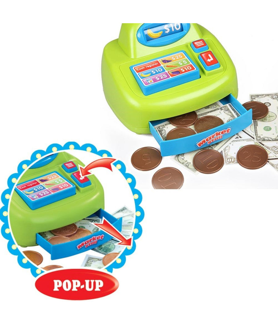 Gioco Supermarket Negozio Per Bambini Con Registratore Di Cassa E Trolley Spesa         