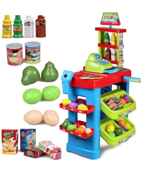 Gioco Supermarket Negozio Per Bambini Con Registratore Di Cassa E Trolley Spesa         